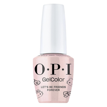 OPI Let's Be Friends Forever GelColor GCHK01 Sheer Silver Shimmer Soak-Off Gel Polish Intelli-Gel Technology Hello Kitty 50th Anniversary Collection 2024