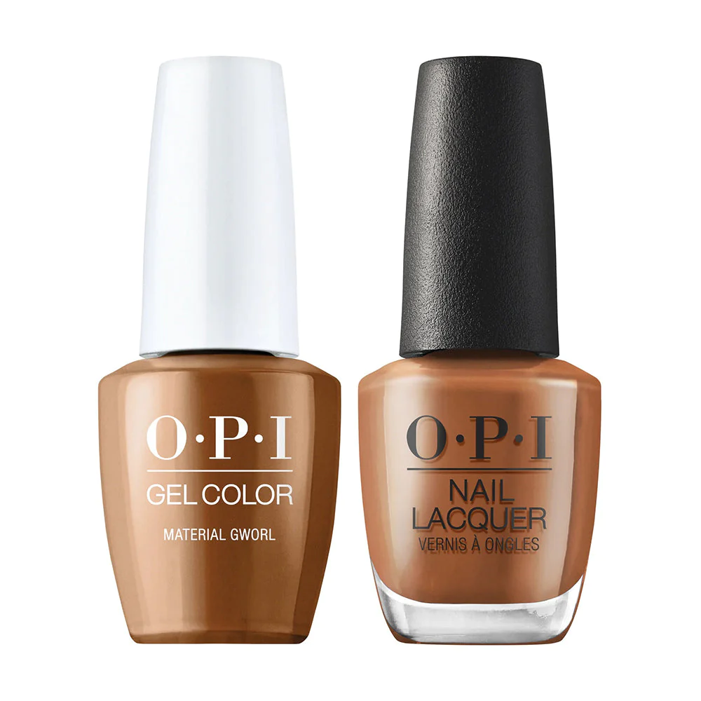 OPI GelColor Material Gworl, Soak-Off Gel Polish + Matching Nail Lacquer, OPI Your Way Collection, Spring 2024, Dark Brown Creme, Professional, 0.5 fl oz