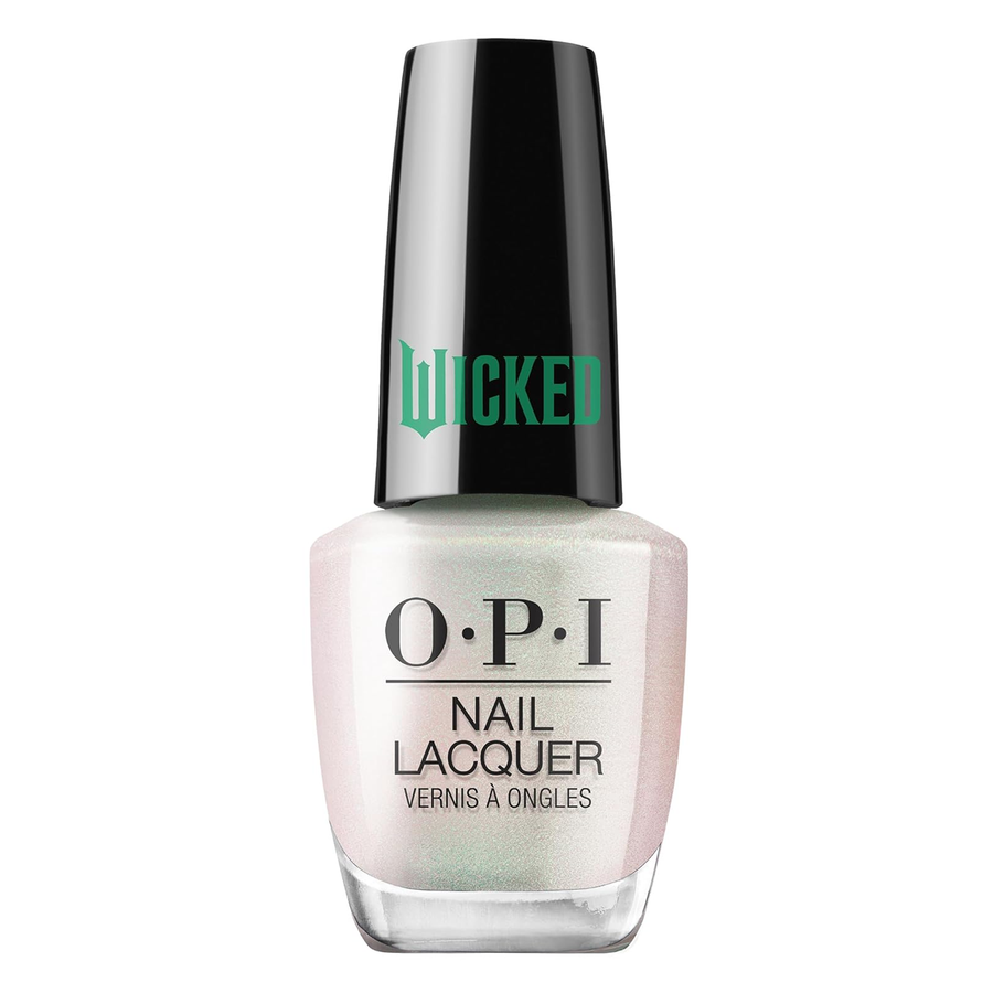 OPI Oh For Oz Sake, Wicked Collection Holiday 2024, Nail Lacquer, White Polish with Pink Green Pearlescence