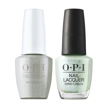 OPI GelColor Snatch'd Silver, Soak-Off Gel Polish + Matching Nail Lacquer, OPI Your Way Collection, Spring 2024, White Iridescent Shimmer, Professional, 0.5 fl oz
