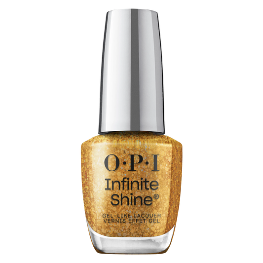 OPI Your OPIness, Infinite Shine Nail Lacquer, Make 'Em Jelly Collection Summer 2025, Yellow Gold Glitter Jelly Long-Lasting Polish