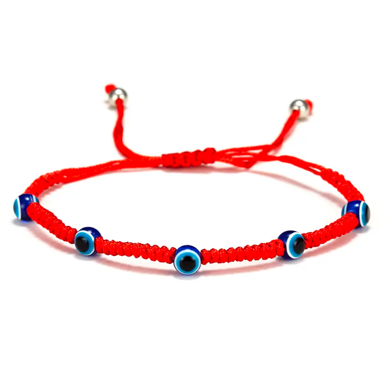 Protection Evil Eye Bracelet, Red Braided String Bracelet Men's Women's Adjustable Handcrafted Shield Negative Energy