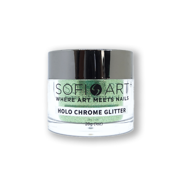 Sofi-Art Holo Green Holographic Chrome Glitter Nail Art Designs dipping powder chrome system combine acrylic powders