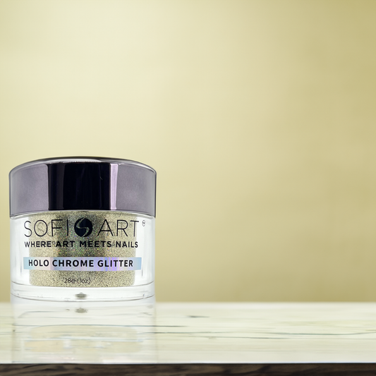 Sofi-Art Holographic Nail Chrome Glitter Art Yellow Dipping Powder Acrylic