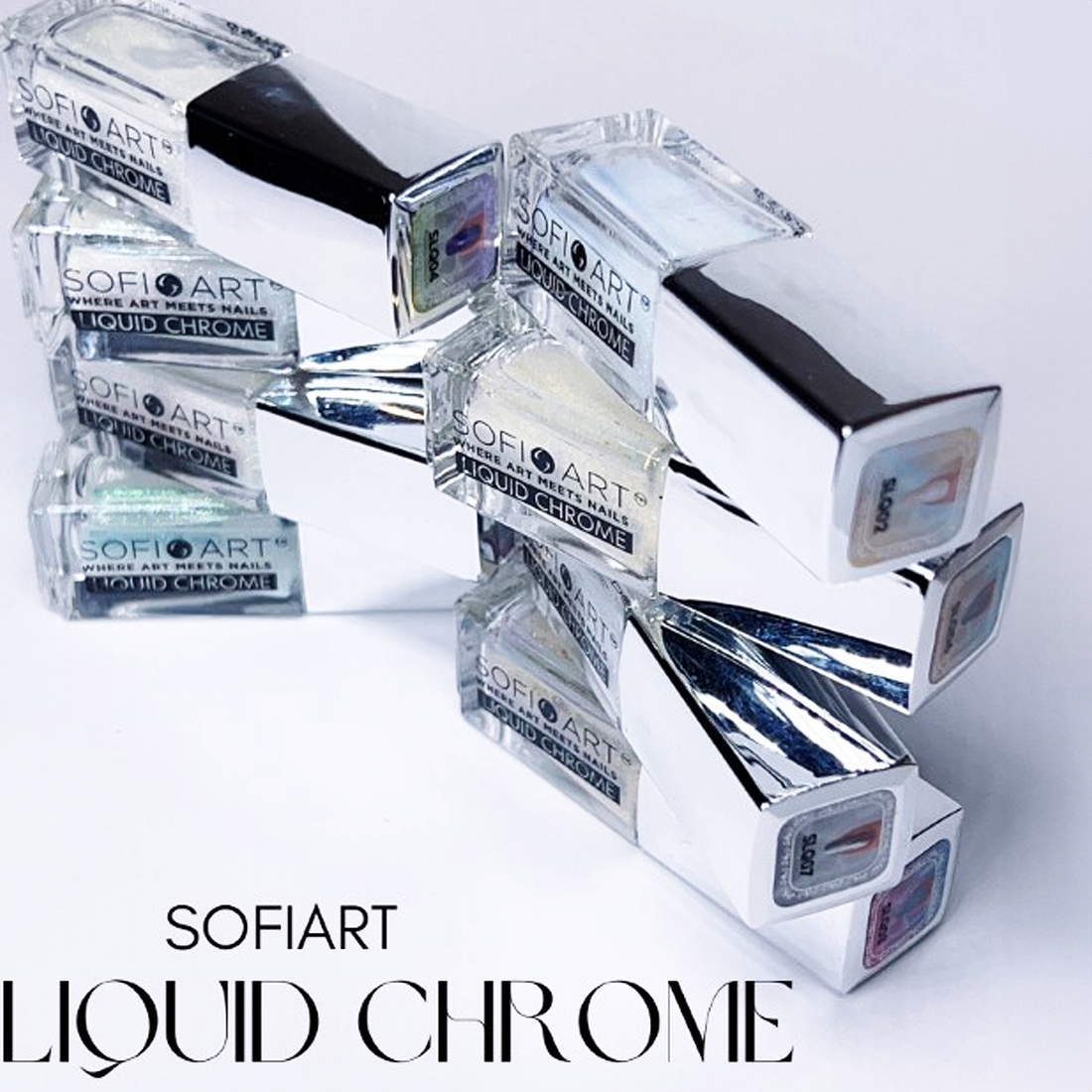 Sofi-Art Nail Liquid Chrome High Brilliance Stunning Powder Finish Manicure