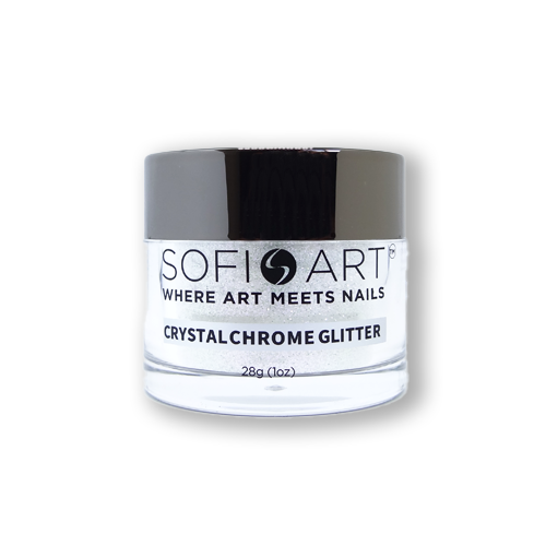 Sofi-Art Silver Crystal Chrome Glitter Rainbow Nail Art Designs dipping powder chrome system combine acrylic powders