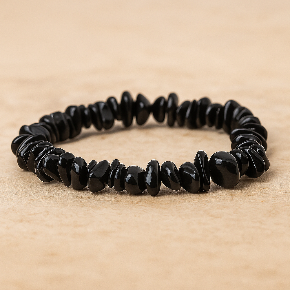 Black Tourmaline Handmade Natural Stone Bracelet Elastic Cord Shield Protection Cleansing Crystal Healing Stretchy Trendy Jewelry