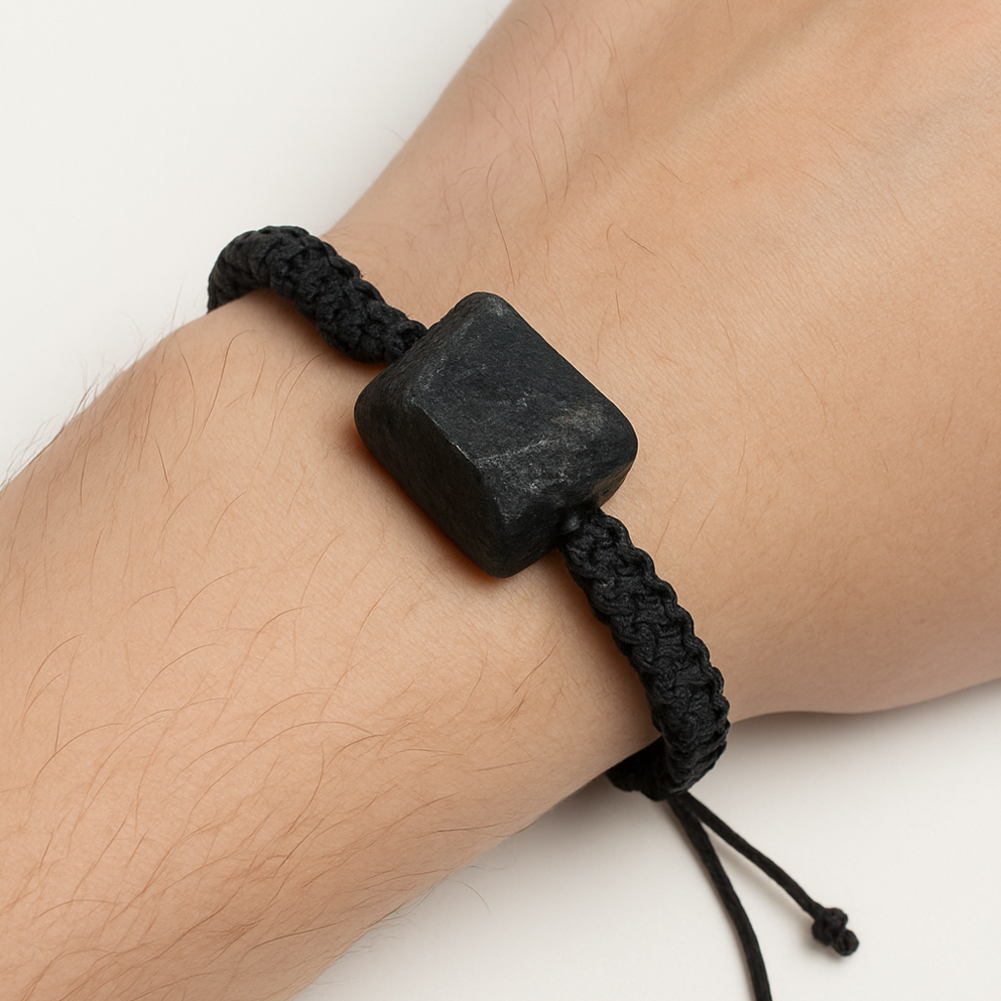 Black Tourmaline Bracelet, Natural Large Stone, Adjustable Bracelet, Shield Protection Cleansing Healing