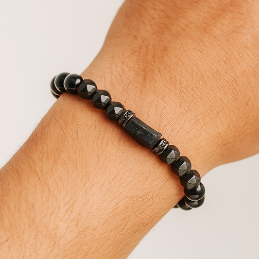 Black Tourmaline Bead Bracelet Handmade Natural Stone Black Onyx Stylish Healing Men's Women's Gifts