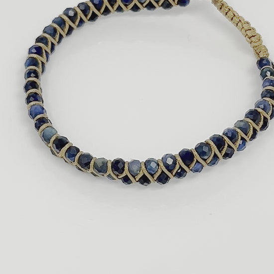 Blue Tiger Eye Boho Faceted Crystal Bead Woven Bracelet Adjustable High Quality Natural Stones Style Stunning Chakra Jewelry