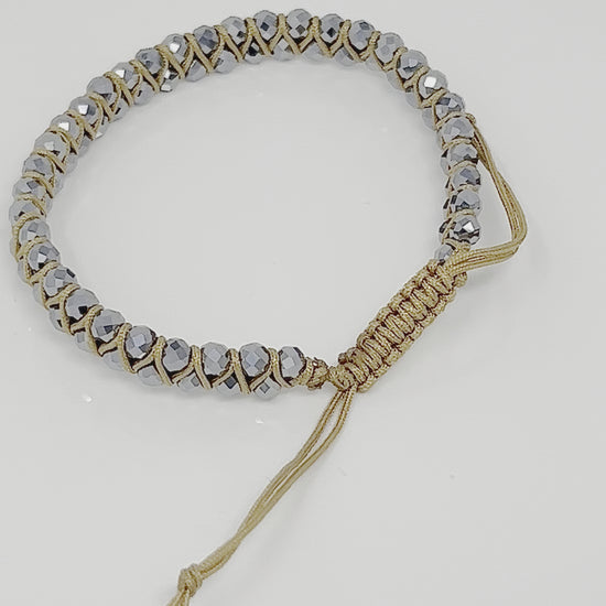 Hematite Boho Faceted Crystal Bead Woven Bracelet Adjustable High Quality Natural Stones Style Stunning Chakra Jewelry