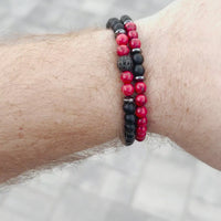 Red Howlite Natural Stone Double Beaded Bracelet