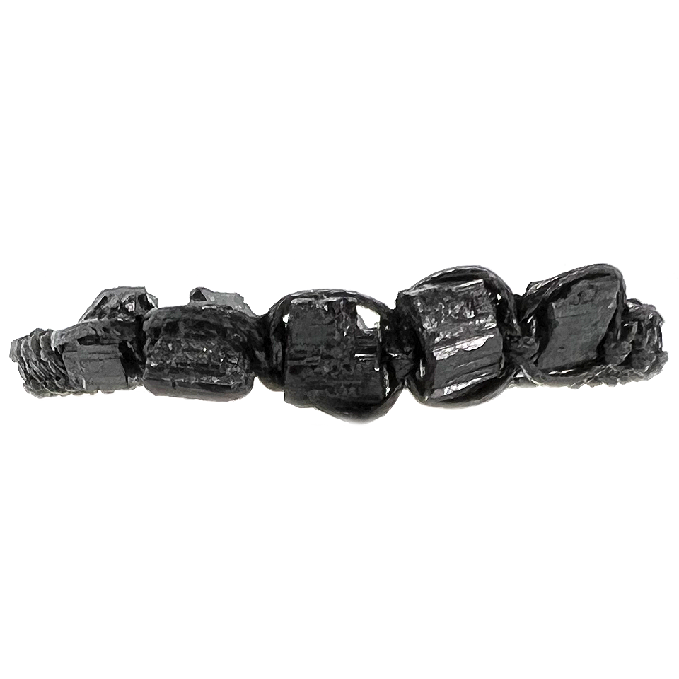 Black Tourmaline Handmade Natural Stone Adjustable Black String Bracelet Braided Nylon Cord Shield Protection Cleansing