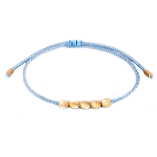 Handmade Copper Bead Tibetan Drawstring Blue Bracelet Men's Women's Adjustable