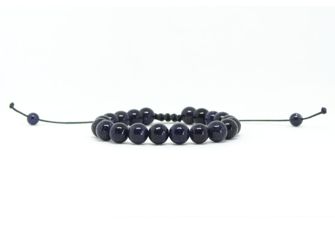 Handmade Natural Stone Blue Sandstone Beaded Bracelet Men's Women's Adjustable Bracelet
