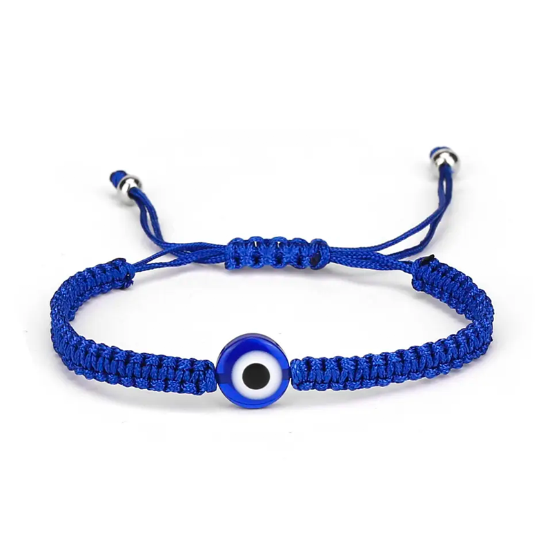 Protection Evil Eye Bracelet, Blue Braided String Bracelet Men's Women's Adjustable Handcrafted Shield Negative Energy
