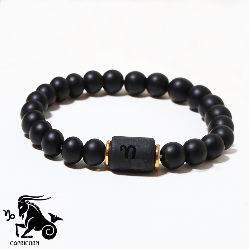 Capricorn zodiac bracelet with Mock Tibetan agate and gray tiger eye beads  | MakerPlace by Michaels