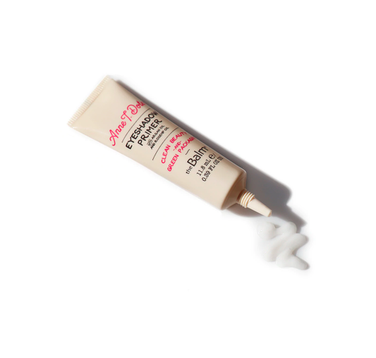 theBalm Cosmetics Anne T. Dotes Eyeshadow Primer Clean Beauty & Green Packaging replenishes Rose Hip Oil, Rosemary, Rice Bran, Sunflower, and Tocopherol, this formula provides superior protection