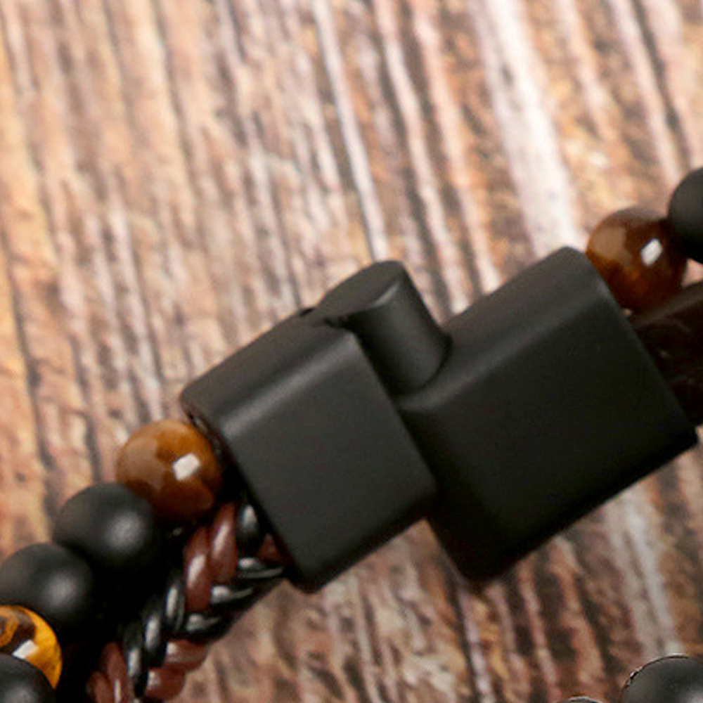 Handmade Natural Stone Beaded Bracelet Strong + Confident Look This mens leather bracelet 6mm beads matte black onyx beads genuine leather stainless steel magnetic clasps Multi-layer style leather bracelet for men. Suitable for any occasion. Lava stone is said to alleviate anxiety, promote emotional tranquility and bring calmness and feelings of relaxation.