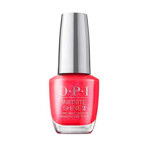 A shimmery red that makes you more attractive is a bold color that speaks of affection, fire, and confidence. OPI Me, Myself and OPI Collection Spring 2023 Infinite Shine Long-Wear Nail Lacquer - Left Your Texts On Red #ISLS010