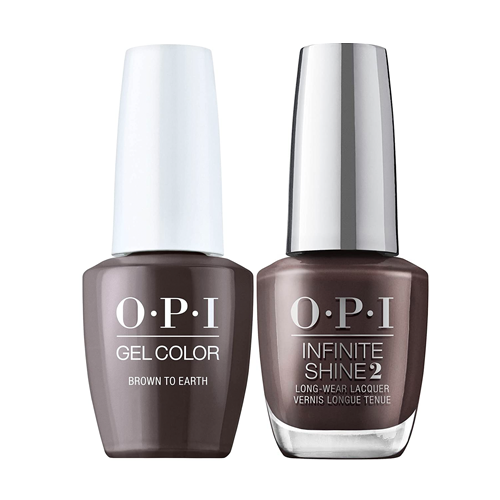 Ground yourself in this dark brown crème gel nail polish. OPI Fall Wonders Collection Fall 2022 GelColor Soak-Off Gel Nail Polish + Infinite Shine - Brown To Earth #GCF004 - 15 mL 0.5 oz