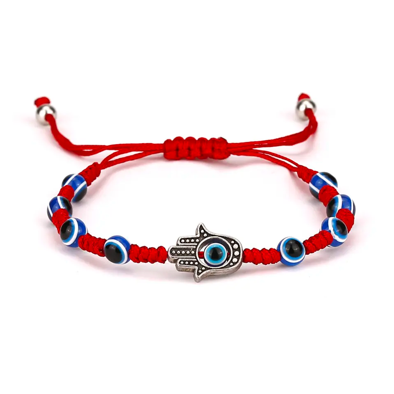 Protection Evil Eye Hamsa Bracelet, Red Braided String Bracelet Men's Women's Adjustable Handcrafted Shield Negative Energy