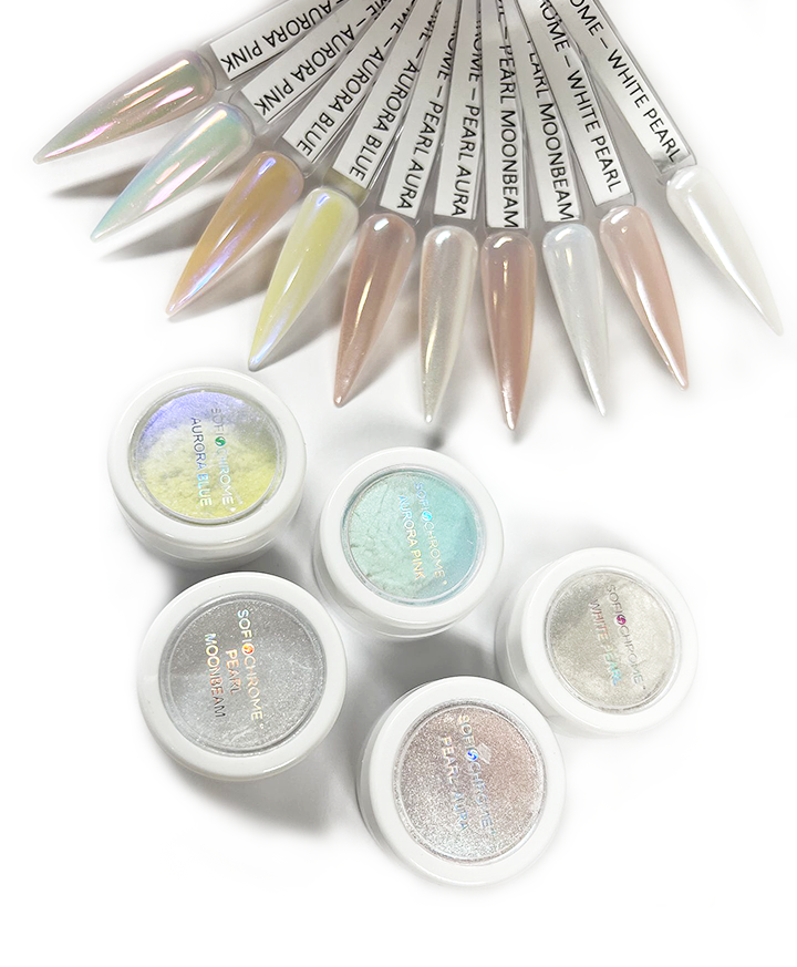 Sofi-Chrome High Brilliance Nail Powder - Aurora Blue #GSD201 - Elevate your classic mani with this simple yet stunning powder finish. Endless color opportunities! These shades will transform your mediocre mani to gorgeous insta worthy nails. Finely milled powder perfection.