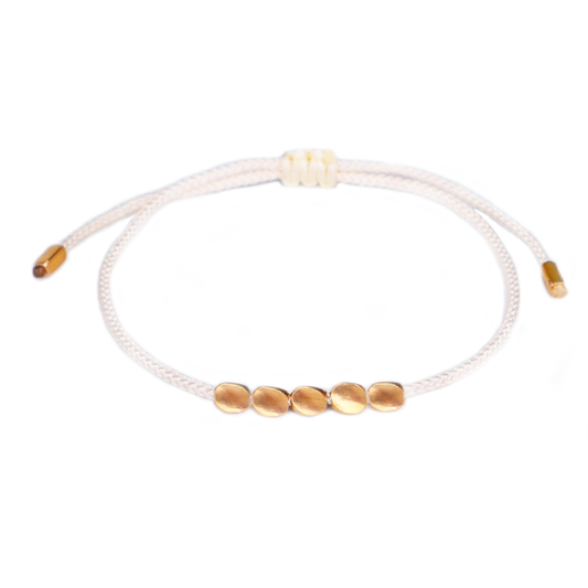 Handmade Copper Bead Tibetan Drawstring White Bracelet Men's Women's Adjustable