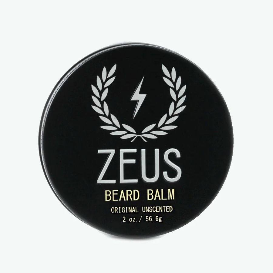 Zeus Beard Balm Conditioner Original Unscented Fragrance free moisture for sensitive skin moisturizes tames adds shine water based light hold paraben-free sulfate-free cruelty-free US made