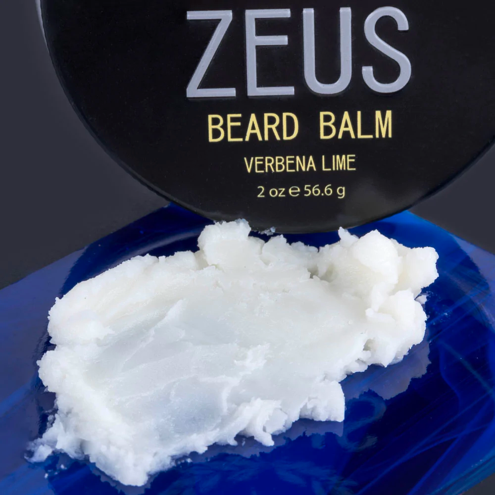 Zeus Beard Balm Conditioner Original Unscented Fragrance free moisture for sensitive skin moisturizes tames adds shine water based light hold paraben-free sulfate-free cruelty-free US made