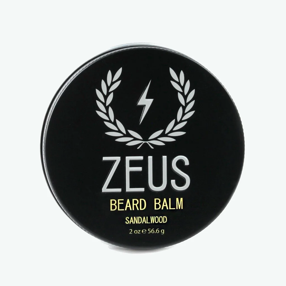 Zeus Beard Balm Conditioner Sandalwood Fragrance free moisture for sensitive skin moisturizes tames adds shine water based light hold paraben-free sulfate-free cruelty-free US made