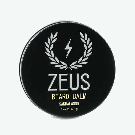Zeus Beard Balm Conditioner Sandalwood Fragrance free moisture for sensitive skin moisturizes tames adds shine water based light hold paraben-free sulfate-free cruelty-free US made