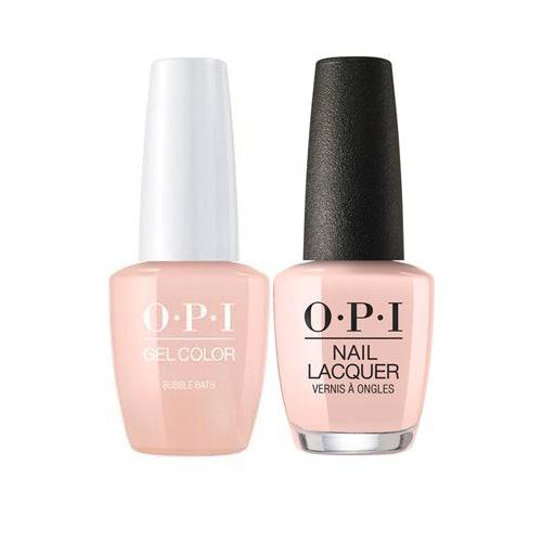 OPI GelColor Soak-Off Gel Nail Polish + Matching Nail Lacquer - Bubble Bath #GCS86 pink gel nail polish light bubbly pink