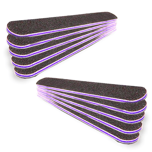 Black Purple Nail Files 80/80 Grit 6" Double Sided High Quality Durable Manicure Pedicure Tools