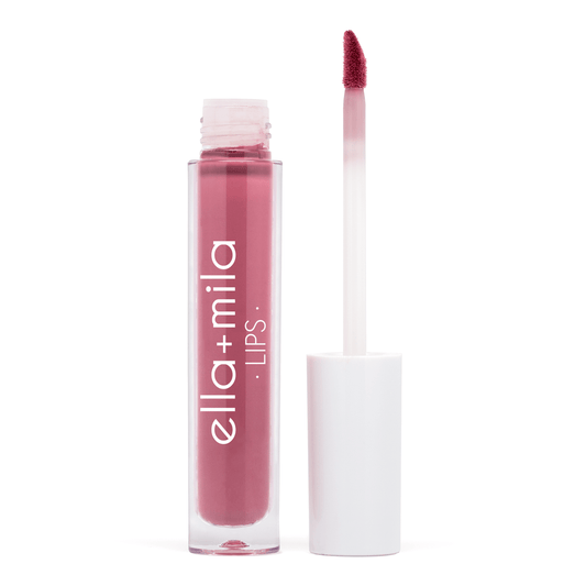 Pinky mauve blush. Creamy Finish. Plant-Based. Vegan. Animal Cruelty-Free. Vitamin E Enriched - Moisturizing. Ultra-Lightweight - Non-Stick Formula. ella+mila Liquid Lipstick - Blush