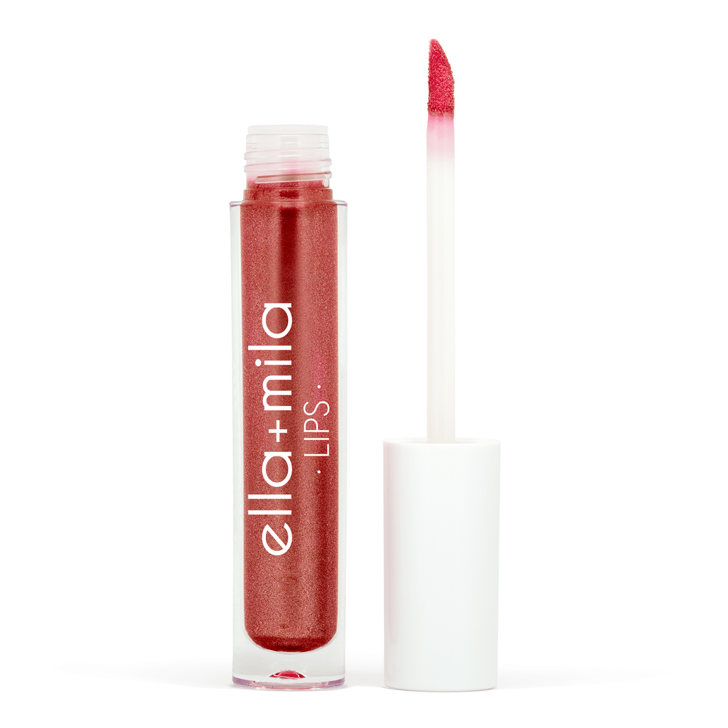 Light burgundy shimmer. Glossy Finish. Plant-Based. Vegan. Animal Cruelty-Free. Vitamin E Enriched - Moisturizing. Ultra-Lightweight - Non-Stick Formula. ella+mila Liquid Lipstick - My Crush