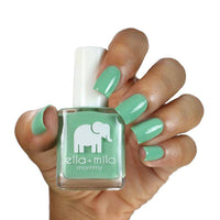 Tropical mint green. Vegan. Animal Cruelty-Free. Quick Dry. Chip Resistant. ella+mila Mommy Collection Nail Polish - I Mint It