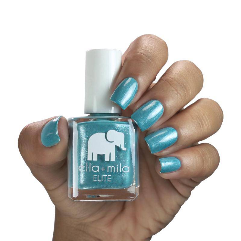 Shimmery dark turquoise. Vegan. Animal Cruelty-Free. Quick Dry. Chip Resistant. ella+mila Elite Collection Nail Polish - Under The Sea