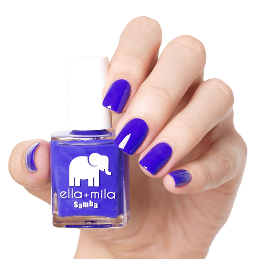 Sheer matte cobalt blue {matte finish}. Vegan. Animal Cruelty-Free. Quick Dry. Chip Resistant. ella+mila Samba Collection Nail Polish - When The Sun Goes Down