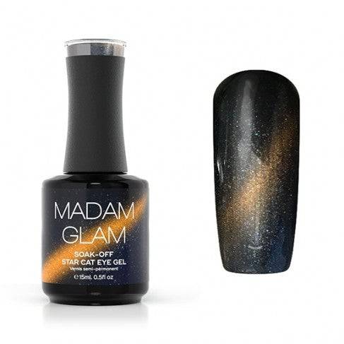 The shade that has the power to intrigue anyone watching your manicure! Bold expression of beauty! Muddy Blue. Madam Glam Soak-Off Star Cat Eye Gel Nail Polish - Meteor Shower - Vegan. 5-Free. Cruelty-Free.