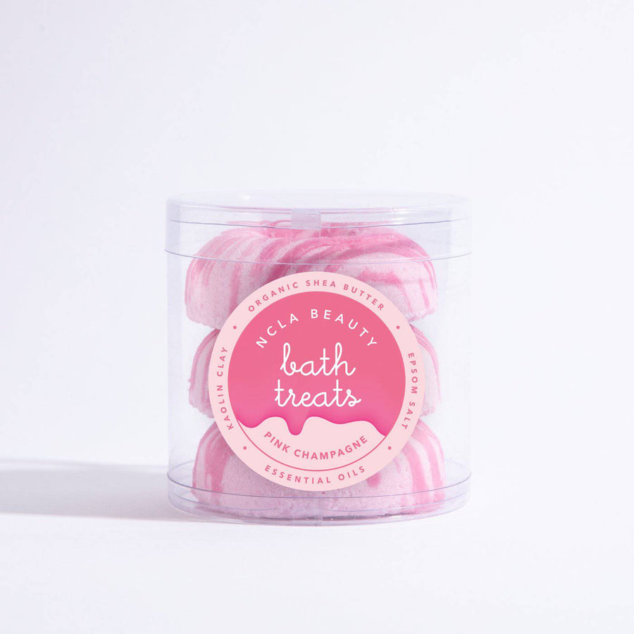 NCLA Beauty Bath Bomb Treat Set Pink Champagne Soft Nourishing Skin-Soothing Vegan 100% Natural Cruelty-Free Hydrating