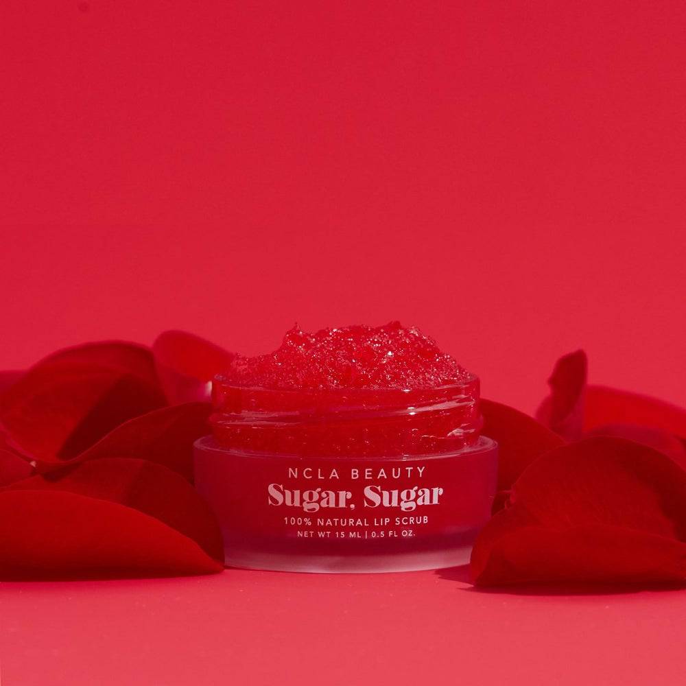 NCLA Beauty Sugar Sugar Lip Scrub Red Roses 100% Natural Vegan Cleanses Exfoliates Hydrates Brightens
