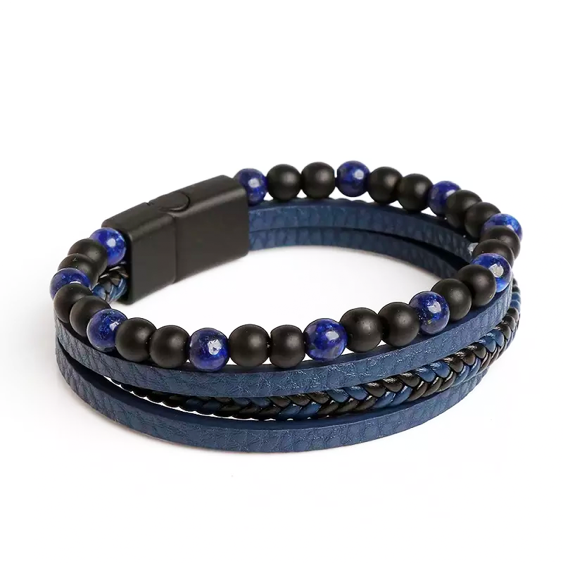 Buy Stone Bracelets with Finest Leather - Prime Black Beads