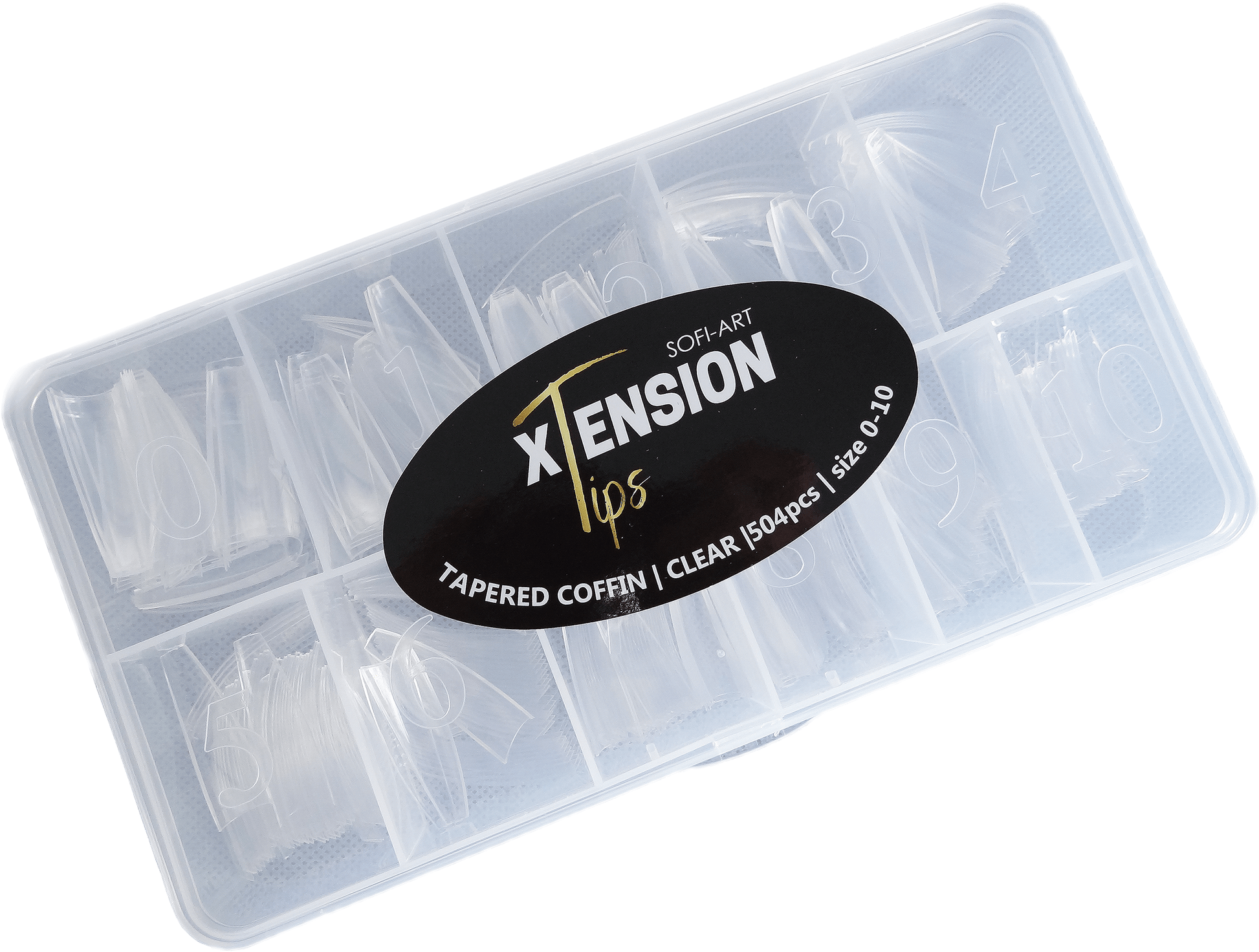 Sofi Art, Sofi Art Xtension Nail Tips Tapered Coffin Clear, Nail Tips
