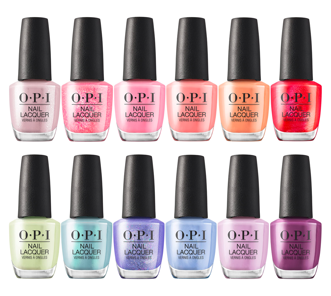 OPI Xbox Collection Spring Summer 2022 Nail Lacquer Polish - Quest for Quartz #NLD50, Pixel Dust #NLD51, Racing for Pinks #NLD52, Suzi is My Avatar #NLD53, Trading Paint #NLD54, Heart and Con-soul #NLD55, The Pass is Always Greener #NLD56, Sage Simulation #NLD57, You Had Me At Halo #NLD58, Can't CTRL Me #NLD59, Achievement Unlocked #NLD60 and N00Berry #NLD61