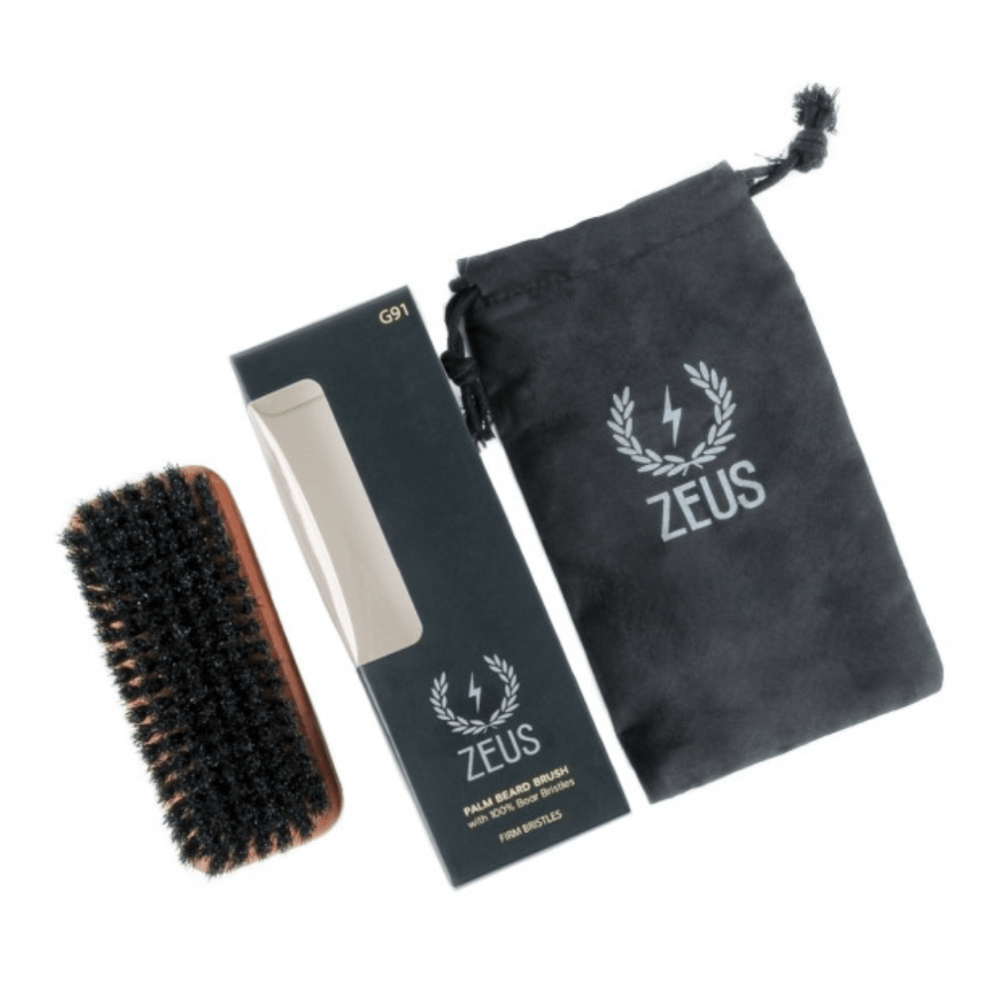 Zeus Beard, Zeus Beard Palm Beard Brush 100% Boar Bristles - Firm, Beard Brush